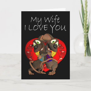 Carte Mignonne souris aimante étreint amour Épouse
