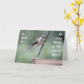 Carte Mignonne souris touffue sur Feeder, Anniversaire d (Fleur jaune)