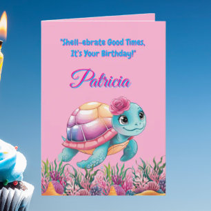 Carte Mignonne Sous La Mer Florale Tortue De Mer Anniver