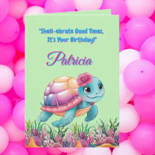 Carte Mignonne Sous La Mer Florale Tortue De Mer Anniver