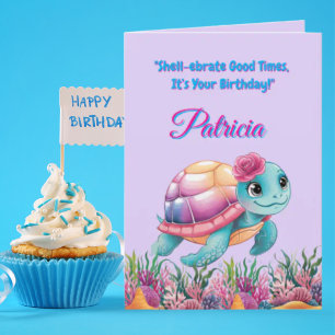 Carte Mignonne Sous La Mer Florale Tortue De Mer Anniver