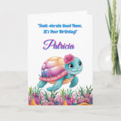 Carte Mignonne Sous La Mer Florale Tortue De Mer Anniver (Devant)