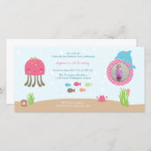 Carte Mignonne sous l'invitation de fête d'anniversaire  (Devant / Derrière)