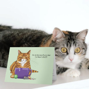 Carte Mignonne Tabby Orange Verte Fête des Mères Violett