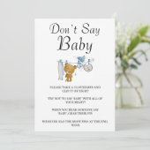 Carte Mignonne Teddy Bear Clothes Line Ne pas dire Baby (Debout devant)