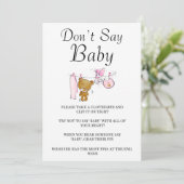 Carte Mignonne Teddy Bear Clothes Line Ne pas dire Baby (Debout devant)