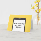 Carte Mignonne "Tu m'as eu au premier coup" Anniversaire (Fleur jaune)