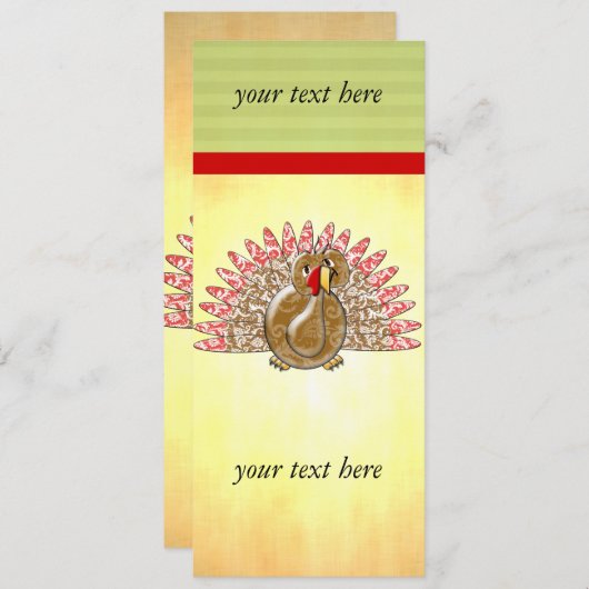 Carte Mignonne Turquie Damask Pattern sur plumes (Devant / Derrière)