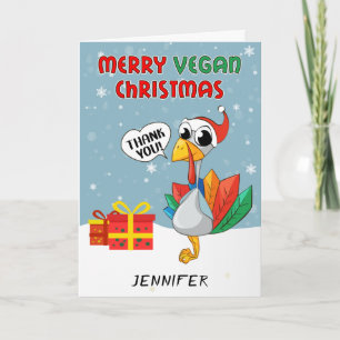 Carte Mignonne Turquie Joyeux Vegan Noël