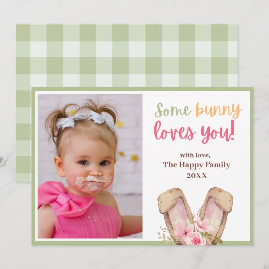 Carte Mignonne Un Petit Lapin Vous Aimez Photo Pâques (Devant / Derrière)