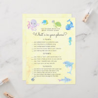Mignonne Under the Sea Baby shower Phone Game Card