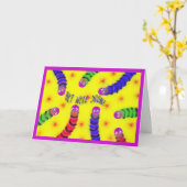 Carte Mignonne Va Bien Bientôt Worm Fuzzy (Fleur jaune)