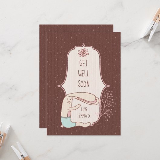 Carte Mignonne Va Bien Bunny (Devant/Arrière en situation)