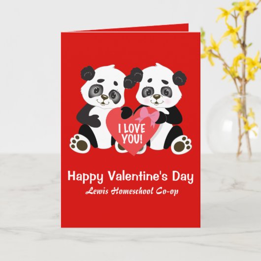 Carte Mignonne Valentine Pandas (Fleur jaune)
