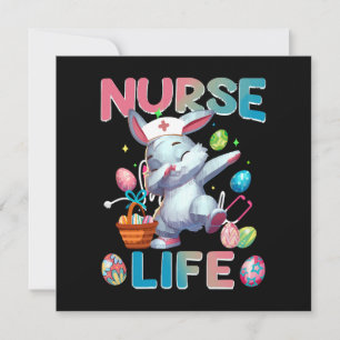 Carte Mignonne vie infirmière Dabbing lapin de Pâques