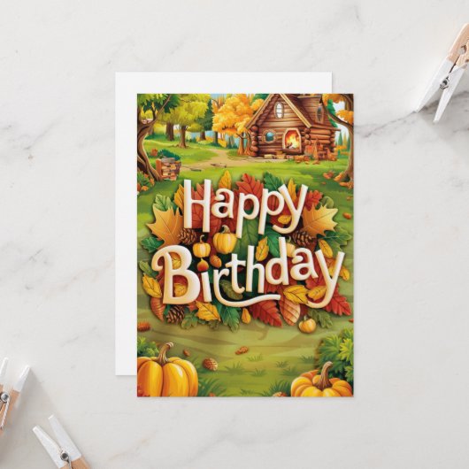 Carte Mignonne Whimsical Chaud Automne Automne automne B (Devant/Arrière en situation)