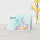 Carte Mignonnes sous la mer Aquarelle Anniversaire (Fleur jaune)