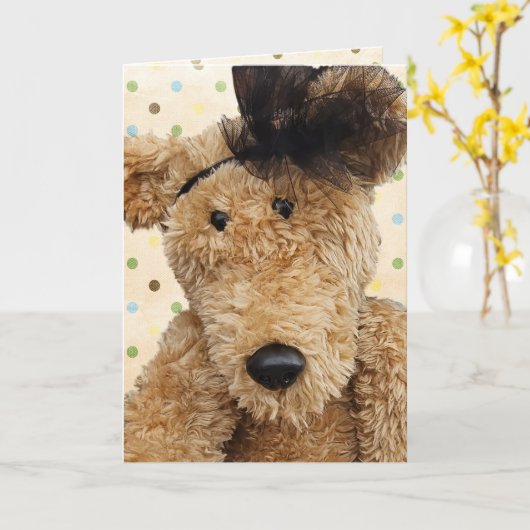 Carte Mignons Brown Ours Pensant À Vous (Fleur jaune)