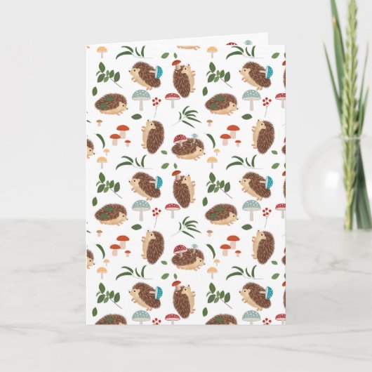Carte Mignons champignons hérisson forêt bois animal (Devant)