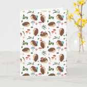 Carte Mignons champignons hérisson forêt bois animal (Fleur jaune)