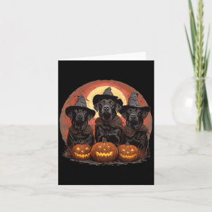 Carte Mignons chiens Labrador Retriever noirs Halloween