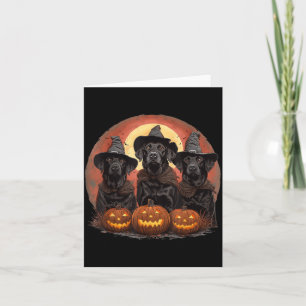 Carte Mignons chiens labrador retriever noirs Halloween 