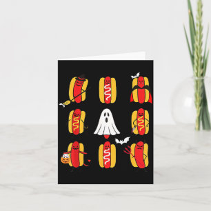 Carte Mignons fantômes de hot-dog d'Halloween drôles