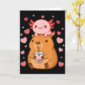 Carte Mignons Garçons Filles Axolotl Capybara Bubble Tea (Fleur jaune)
