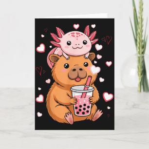 Carte Mignons Garçons Filles Axolotl Capybara Bubble Tea