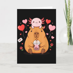 Carte Mignons Garçons Filles Axolotl Capybara Bubble Tea