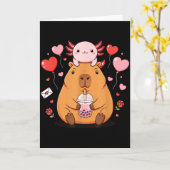 Carte Mignons Garçons Filles Axolotl Capybara Bubble Tea (Fleur jaune)