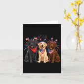 Carte Mignons Trois Chiens Labrador Drapeau Américain 4 (Fleur jaune)