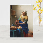 Carte Milkmaid Kitchen Maid de Johannes Vermeer (Fleur jaune)