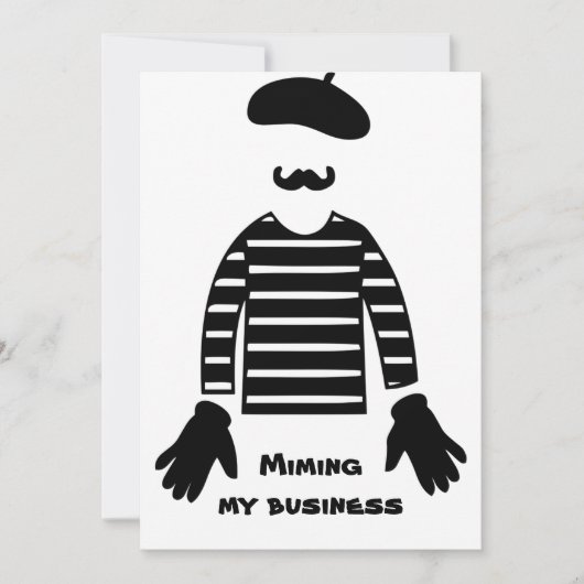Carte Mime Pantomime Miming Mon Entreprise (Devant)