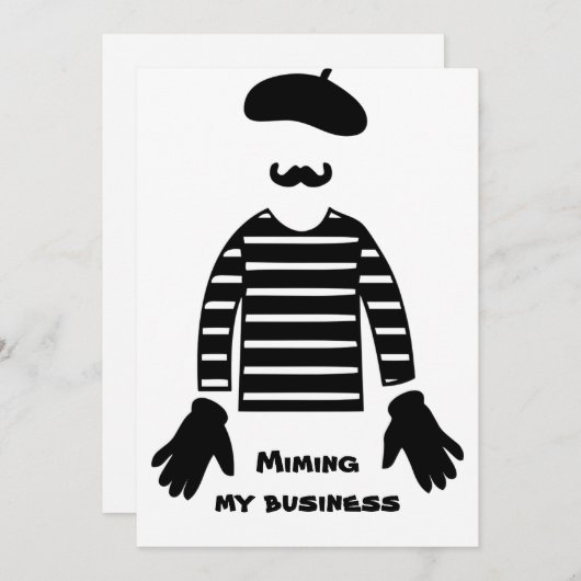 Carte Mime Pantomime Miming Mon Entreprise (Devant / Derrière)
