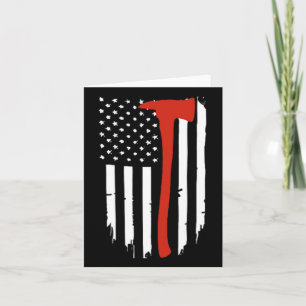 Carte Mince Red Line Ax American Flag Patriot Pompier