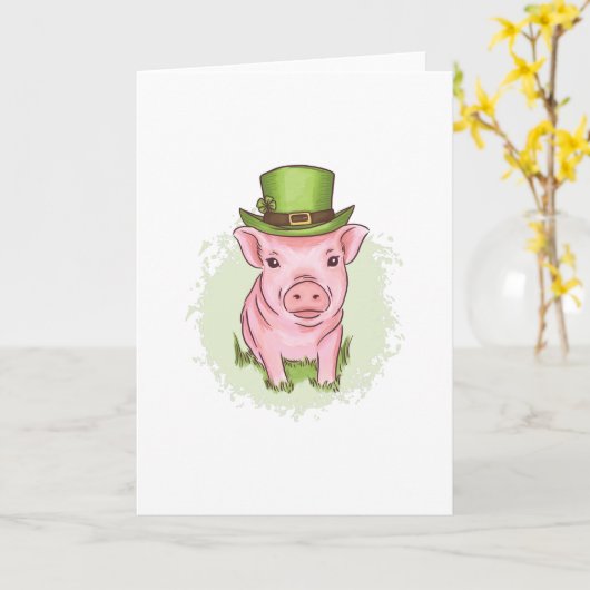 Carte Mini cochon de St Patrick (Fleur jaune)