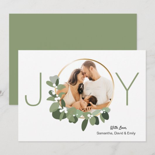 Carte Mini-courre Joie photo personnalisée Noël (Devant / Derrière)