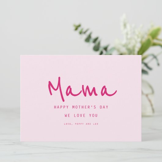 Carte Mini écriture manuscrite Élégante Fête des Mères M (Debout devant)
