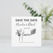 Carte Mini-main tiré Hawaii Script Enregistrer la date (Debout devant)