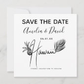 Carte Mini-main tiré Hawaii Script Enregistrer la date (Devant)