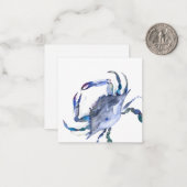 Carte Mini Note Crabe à aquarelle bleue (Devant/Arrière en situation)