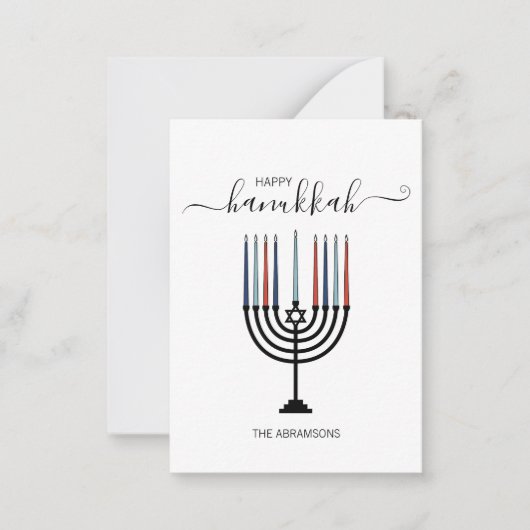 Carte Mini-Note Hanoukka Menorah Holiday (Devant)