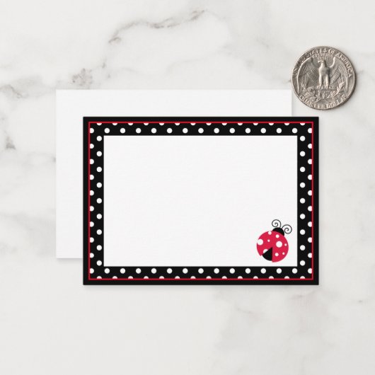 Carte Mini Note Merci Ladybug (Devant/Arrière en situation)