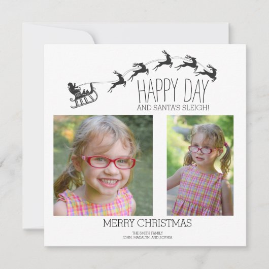 Carte Mini Père Noël Sleigh 2 Photo Joyeux Noël (Devant)