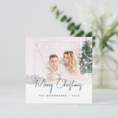 Carte Mini photo Joyeux Noël Script vert (Debout devant)