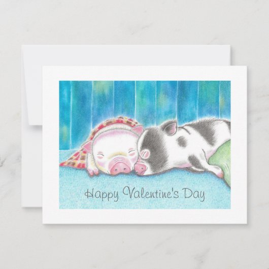 Carte Mini Piglets Valentine's Day Flat Card (Devant)