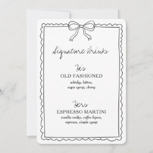 Carte Mini-signature Boissons barre de Mariage Panneau d