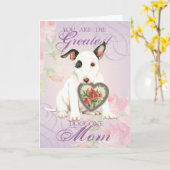 Carte Miniature Bull Terrier Heart Maman (Fleur jaune)