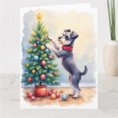 Carte Miniature Schnauzer Decorating Christmas Tree Dog  (Devant)